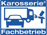 Logo „Karosserie-Fachbetrieb“ mit Pkw, Lkw und Lackierpistole